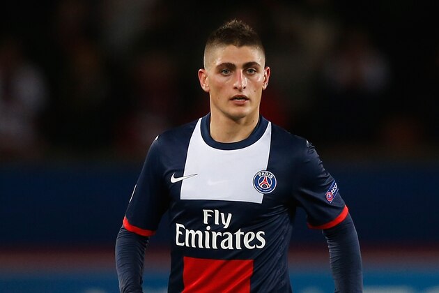 PARIS, FRANCE - NOVEMBER 05: Marco Verratti of PSG in action during the UEFA Champions League Group C match between Paris Saint Germain and RSC Anderlecht at Parc des Princes on November 5, 2013 in Paris, France.  (Photo by Harry Engels/Getty Images)