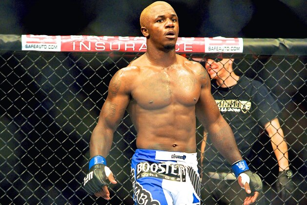 Melvin Guillard battles in a lightweight UFC mixed martial arts fight on Friday, Jan. 20, 2012, in Nashville, Tenn. (AP Photo/Mark Humphrey)