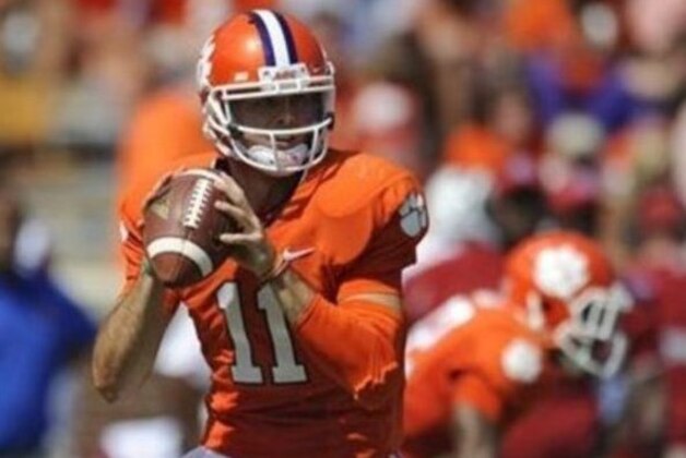 Clemson backup quarterback Chad Kelly, nephew of ex- NFL player Jim Kelly, delivers a pass during the second half of an NCAA college football game Saturday against South Carolina State , Sept. 7, 2013 at Memorial Stadium in Clemson, S.C.(AP Photo/ Richard Shiro) Clemson backup quarterback Chad Kelly, nephew of ex- NFL player Jim Kelly, delivers a pass during the second half of an NCAA college football game Saturday against South Carolina State , Sept. 7, 2013 at Memorial Stadium in Clemson, S.C.(AP Photo/ Richard Shiro)