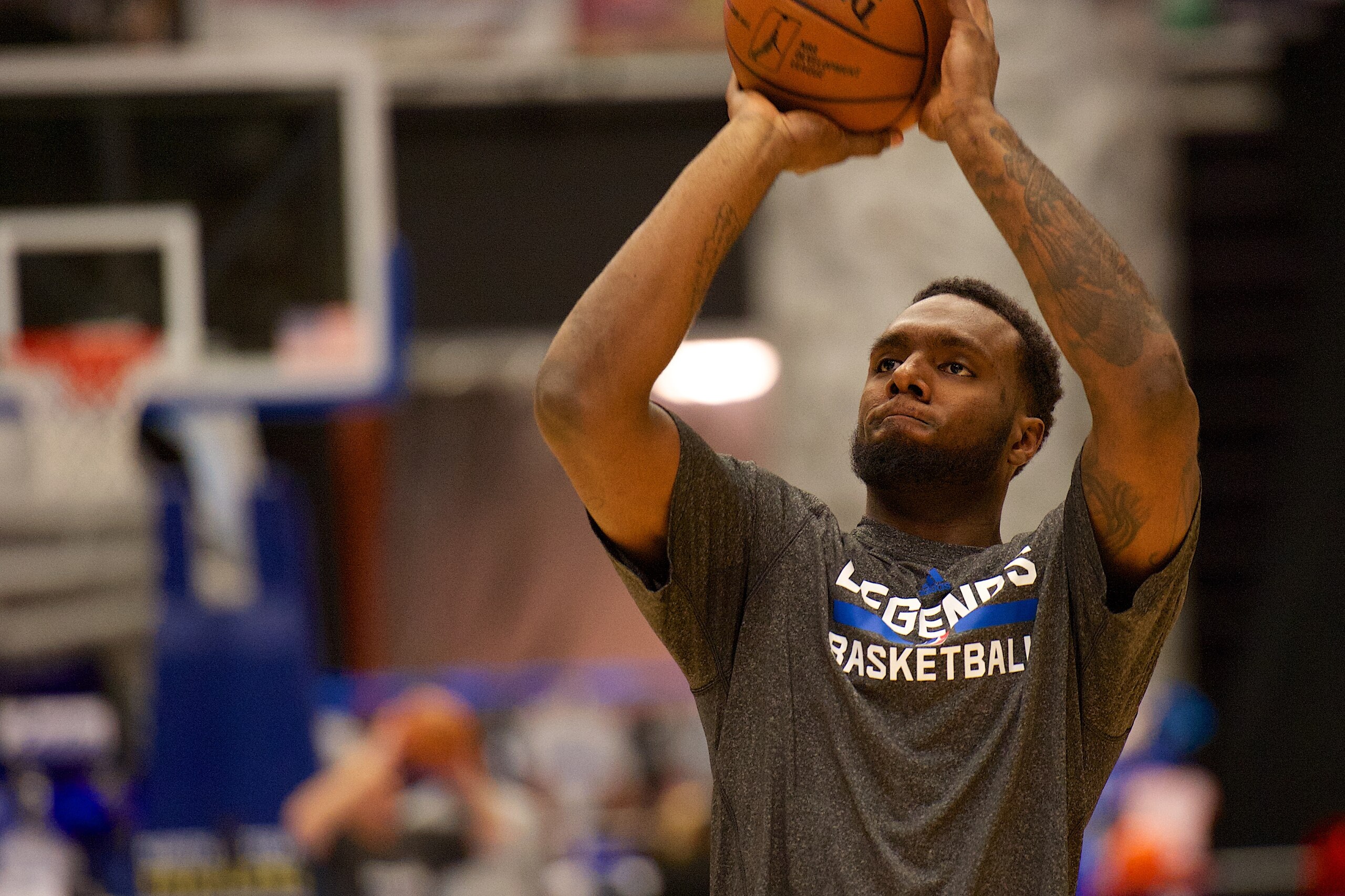 FRISCO, TX - JANUARY 18: P.J. Hairston #21 of the Texas Legends warms up before the game against the Austin Toros on January 18, 2014 at Dr. Pepper Arena in Frisco, Texas. NOTE TO USER: User expressly acknowledges and agrees that, by downloading and or using this photograph, user is consenting to the terms and conditions of Getty Images License Agreement. Mandatory Copyright Notice: Copyright 2014 NBAE (Photo by Sergio Hentschel/NBAE via Getty Images)
