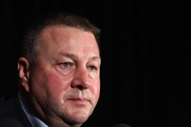 LAS VEGAS, NV - JUNE 21:  General manager Mike Gillis of the Vancouver Canucks addresses the media at the 2011 NHL Awards nominee media availability at the Palms Casino Resort on June 21, 2011 in Las Vegas, Nevada.  (Photo by Bruce Bennett/Getty Images)