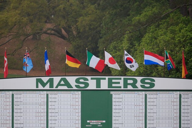 AUGUSTA, GA - APRIL 07:  The leaderboard is seen during a practice round prior to the start of the 2014 Masters Tournament at Augusta National Golf Club on April 7, 2014 in Augusta, Georgia.  (Photo by Rob Carr/Getty Images)
