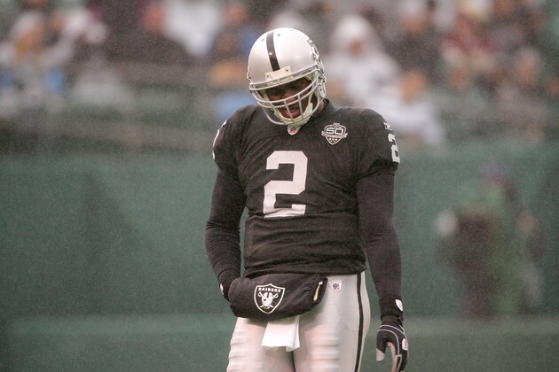 OAKLAND, CA - DECEMBER 13: JaMarcus Russell #2 of the Oakland Raiders walks off the field after calling a time out during their game against the Washington Redskins at Oakland-Alameda County Coliseum on December 13, 2009 in Oakland, California.  (Photo by Ezra Shaw/Getty Images)