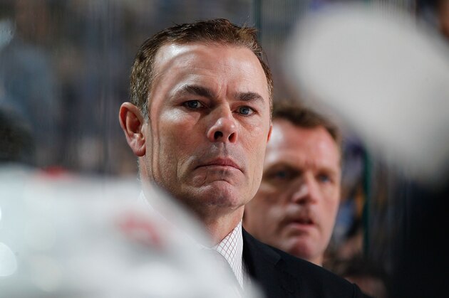 BUFFALO, NY - DECEMBER 29: Head coach Adam Oates of the Washington Capitals watches the action against the Buffalo Sabres on December 29, 2013 at the First Niagara Center in Buffalo, New York.  (Photo by Bill Wippert/NHLI via Getty Images)