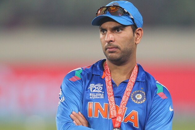DHAKA, BANGLADESH - APRIL 06:  Yuvraj Singh of India looks on during the presentations after the Final of the ICC World Twenty20 Bangladesh 2014 between India and Sri Lanka at Sher-e-Bangla Mirpur Stadium on April 4, 2014 in Dhaka, Bangladesh.  (Photo by Scott Barbour/Getty Images)