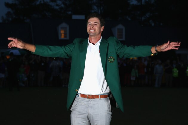 AUGUSTA, GA - APRIL 14:  Adam Scott of Australia with the Green Jacket after winning the Masters during the final round of the 2013 Masters at the Augusta National Golf Club on April 14, 2013 in Augusta, Georgia.  (Photo by Ross Kinnaird/Getty Images)