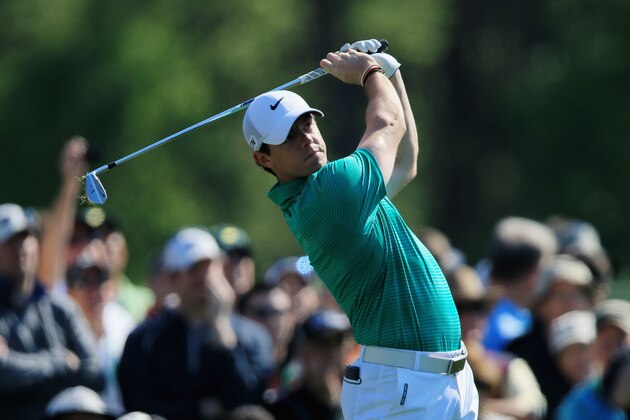 AUGUSTA, GA - APRIL 09:  Rory McIlroy of Northern Ireland hits a shot during a practice round prior to the start of the 2014 Masters Tournament at Augusta National Golf Club on April 9, 2014 in Augusta, Georgia.  (Photo by David Cannon/Getty Images)