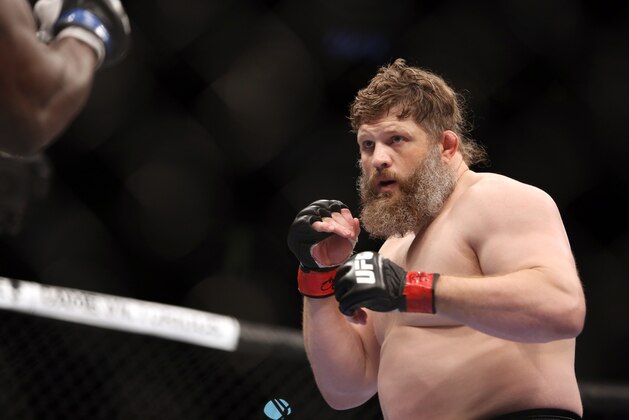 Roy Nelsonin action against Cheick Kongo during their UFC 159 Mixed Martial Arts heavyweight bout in Newark, NJ, Saturday, April 27,2013. Nelson won via first round KO. (AP Photo/Gregory Payan) Roy Nelsonin action against Cheick Kongo during their UFC 159 Mixed Martial Arts heavyweight bout in Newark, NJ, Saturday, April 27,2013. Nelson won via first round KO. (AP Photo/Gregory Payan)