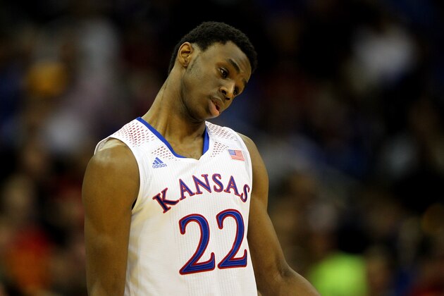 KANSAS CITY, MO - MARCH 14: Andrew Wiggins #22 of the Kansas Jayhawks walks off the court after the Jayhawks were deated by the Iowa State Cyclones in the Big 12 Basketball Tournament semifinal game at Sprint Center on March 14, 2014 in Kansas City, Missouri. (Photo by Jamie Squire/Getty Images) KANSAS CITY, MO - MARCH 14: Andrew Wiggins #22 of the Kansas Jayhawks walks off the court after the Jayhawks were deated by the Iowa State Cyclones in the Big 12 Basketball Tournament semifinal game at Sprint Center on March 14, 2014 in Kansas City, Missouri. (Photo by Jamie Squire/Getty Images)