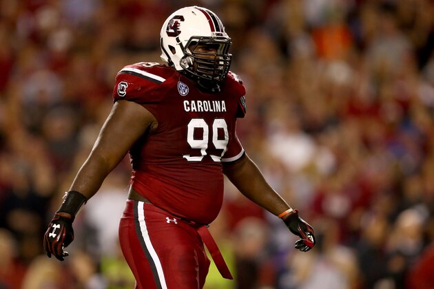 COLUMBIA, SC - NOVEMBER 16:  Kelcy Quarles #99 of the South Carolina Gamecocks during their game at Williams-Brice Stadium on November 16, 2013 in Columbia, South Carolina.  (Photo by Streeter Lecka/Getty Images)
