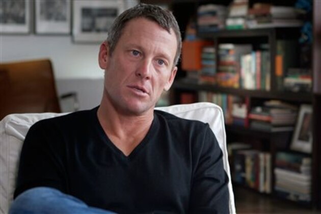 This photo released by courtesy of Sony Pictures Classics shows Lance Armstrong in the documentary film, “The Armstrong Lie.