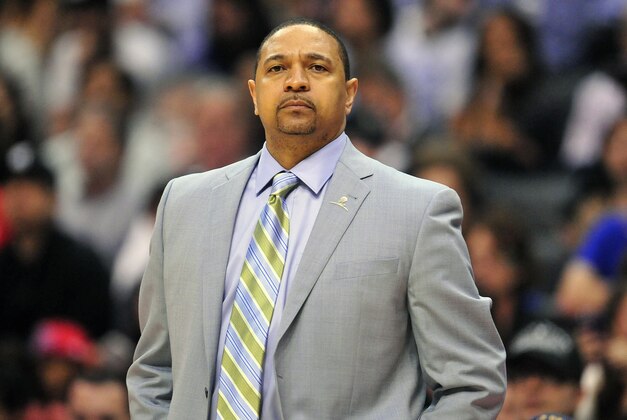 March 12, 2014; Los Angeles, CA, USA; Golden State Warriors head coach Mark Jackson watches game action against the Los Angeles Clippers during the first half at Staples Center. Mandatory Credit: Gary A. Vasquez-USA TODAY Sports