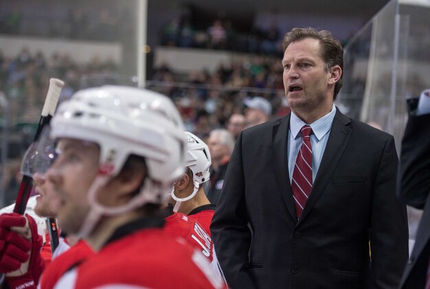 Feb 27, 2014; Dallas, TX, USA; Carolina Hurricanes head coach Kirk Muller watches his team take on the Dallas Stars during the third period at the American Airlines Center. The Stars defeated the Hurricanes 4-1. Mandatory Credit: Jerome Miron-USA TODAY Sports Feb 27, 2014; Dallas, TX, USA; Carolina Hurricanes head coach Kirk Muller watches his team take on the Dallas Stars during the third period at the American Airlines Center. The Stars defeated the Hurricanes 4-1. Mandatory Credit: Jerome Miron-USA TODAY Sports