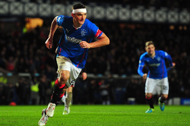 GLASGOW, SCOTLAND - NOVEMBER 6: Lee McCulloch of Rangers celebrates with his team-mates after scoring the opening goal from the penalty spot during the Scottish League One match between Rangers and Dunfermline at Ibrox Stadium on November 6, 2013 in Glasgow, Scotland. (Photo by Mark Runnacles/Getty Images) GLASGOW, SCOTLAND - NOVEMBER 6: Lee McCulloch of Rangers celebrates with his team-mates after scoring the opening goal from the penalty spot during the Scottish League One match between Rangers and Dunfermline at Ibrox Stadium on November 6, 2013 in Glasgow, Scotland. (Photo by Mark Runnacles/Getty Images)