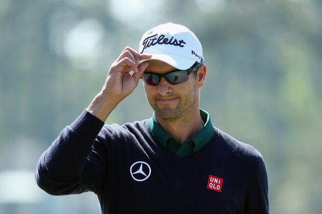 AUGUSTA, GA - APRIL 10:  Adam Scott of Australia makes birdie on the first hole during the first round of the 2014 Masters Tournament at Augusta National Golf Club on April 10, 2014 in Augusta, Georgia.  (Photo by Andrew Redington/Getty Images)