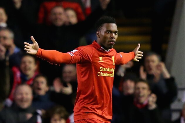 LIVERPOOL, ENGLAND - MARCH 26: Daniel Sturridge of Liverpool celebrates scoring the second goal during the Barclays Premier League match between Liverpool and Sunderland at Anfield on March 26, 2014 in Liverpool, England. (Photo by Alex Livesey/Getty Images) LIVERPOOL, ENGLAND - MARCH 26: Daniel Sturridge of Liverpool celebrates scoring the second goal during the Barclays Premier League match between Liverpool and Sunderland at Anfield on March 26, 2014 in Liverpool, England. (Photo by Alex Livesey/Getty Images)
