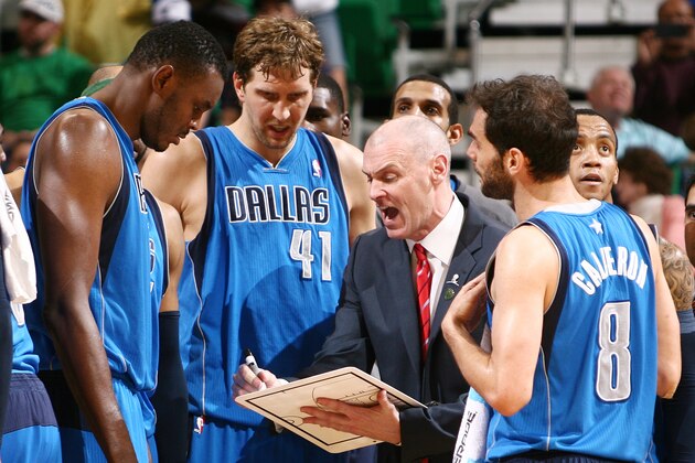 SALT LAKE CITY, UT - APRIL 08: Rick Carlisle of the Dallas Mavericks draws up a play during a timeout against the Utah Jazz at EnergySolutions Arena on April 08, 2014 in Salt Lake City, Utah. NOTE TO USER: User expressly acknowledges and agrees that, by downloading and or using this Photograph, User is consenting to the terms and conditions of the Getty Images License Agreement. Mandatory Copyright Notice: Copyright 2014 NBAE (Photo by Melissa Majchrzak/NBAE via Getty Images) SALT LAKE CITY, UT - APRIL 08: Rick Carlisle of the Dallas Mavericks draws up a play during a timeout against the Utah Jazz at EnergySolutions Arena on April 08, 2014 in Salt Lake City, Utah. NOTE TO USER: User expressly acknowledges and agrees that, by downloading and or using this Photograph, User is consenting to the terms and conditions of the Getty Images License Agreement. Mandatory Copyright Notice: Copyright 2014 NBAE (Photo by Melissa Majchrzak/NBAE via Getty Images)
