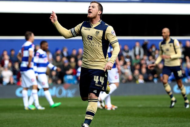 LONDON, ENGLAND - MARCH 01:  Ross McCormack of Leeds celebrates after scoring the opening goal of the game during the Sky Bet Championship match between Queens Park Rangers and Leeds United at Loftus Road on March 1, 2014 in London, England.  (Photo by Ben Hoskins/Getty Images)