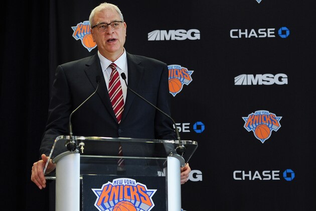 NEW YORK, NY - MARCH 18: Phil Jackson addresses the media during his introductory press conference at Madison Square Garden on March 18, 2014 in New York City.  (Photo by Maddie Meyer/Getty Images)