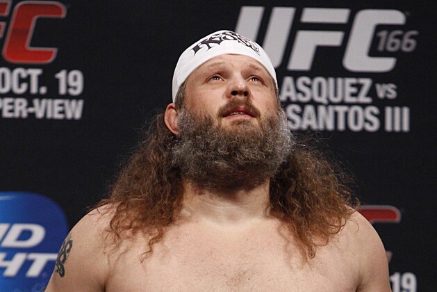 Oct 18, 2013; Houston, TX, USA; Roy Nelson during the weigh-in for UFC 166 at Toyota Center. Mandatory Credit: Andrew Richardson-USA TODAY Sports