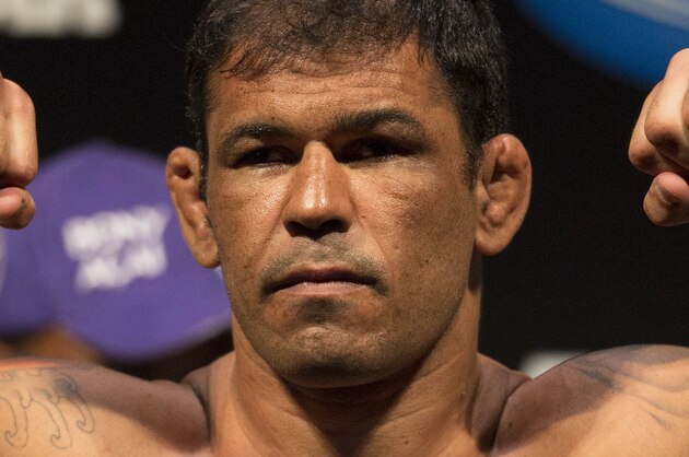 Mixed martial arts fighter Minotauro Nogueira, from Brazil, poses during the UFC 153 weigh-in event in Rio de Janeiro, Brazil, Friday Oct. 12, 2012. The Ultimate Fighting Championship organization is holding fighting events on Saturday. (AP Photo/Felipe Dana)