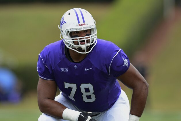 of an NCAA college football game against Appalachian State Saturday, Oct. 19, 2013 at Paladin Stadium in Greenville, S.C.(AP Photo/ Richard Shiro)