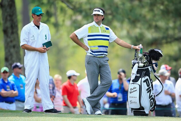 AUGUSTA, GA - APRIL 11: Bubba Watson of the United States waits with his caddie Ted Scott during the second round of the 2014 Masters Tournament at Augusta National Golf Club on April 11, 2014 in Augusta, Georgia. (Photo by David Cannon/Getty Images) AUGUSTA, GA - APRIL 11: Bubba Watson of the United States waits with his caddie Ted Scott during the second round of the 2014 Masters Tournament at Augusta National Golf Club on April 11, 2014 in Augusta, Georgia. (Photo by David Cannon/Getty Images)