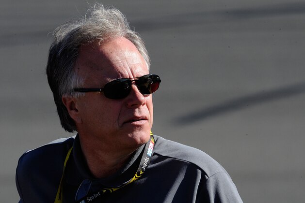FONTANA, CA - OCTOBER 08:  Team owner Gene Haas sits on pit road during qualifying for the NASCAR Sprint Cup Series Pepsi Max 400 on October 8, 2010 in Fontana, California.  (Photo by Rusty Jarrett/Getty Images for NASCAR)