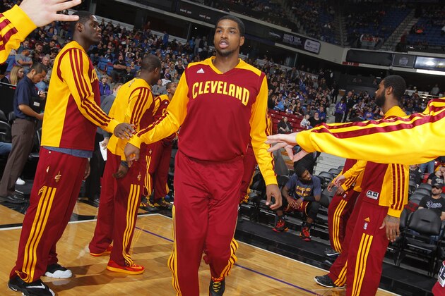 SACRAMENTO, CA - JANUARY 12: Tristan Thompson #13 of the Cleveland Cavaliers gets introduced into the starting lineup against the Sacramento Kings on January 12, 2014 at Sleep Train Arena in Sacramento, California. NOTE TO USER: User expressly acknowledges and agrees that, by downloading and or using this photograph, User is consenting to the terms and conditions of the Getty Images Agreement. Mandatory Copyright Notice: Copyright 2014 NBAE (Photo by Rocky Widner/NBAE via Getty Images)