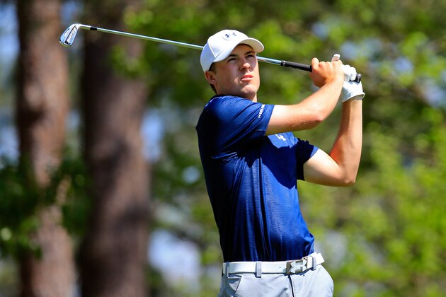 AUGUSTA, GA - APRIL 12:  Jordan Spieth of the United States watches his tee shot on the fourth hole during the third round of the 2014 Masters Tournament at Augusta National Golf Club on April 12, 2014 in Augusta, Georgia.  (Photo by Rob Carr/Getty Images)