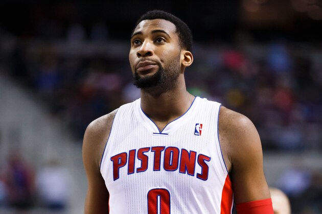Feb 24, 2014; Auburn Hills, MI, USA; Detroit Pistons cent at Andre Drummond (0) gets set to shoot a free throw against the Golden State Warriors at The Palace of Auburn Hills. Mandatory Credit: Rick Osentoski-USA TODAY Sports