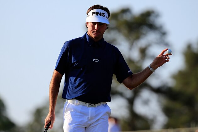 AUGUSTA, GA - APRIL 12:  Bubba Watson of the United States waves on the 17th green during the third round of the 2014 Masters Tournament at Augusta National Golf Club on April 12, 2014 in Augusta, Georgia.  (Photo by Rob Carr/Getty Images)