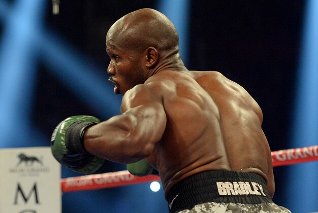 Apr 12, 2014; Las Vegas, NV, USA;    Timothy Bradley Jr. during his WBO World Welterweight Championship fight against Manny Pacquiao (not pictured) at MGM Grand Garden Arena. Mandatory Credit: Jayne Kamin-Oncea-USA TODAY Sports