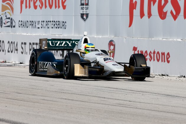 ST PETERSBURG, FL - MARCH 30: Mike Conway of England driver of the #20 Fuzzy's Vodka Ed Carpenter Racing Chevrolet drives during the Verizon IndyCar Series Firestone Grand Prix of St. Petersburg at the Streets of St. Petersburg on March 30, 2014 in St Petersburg, Florida (Photo by Rob Foldy/Getty Images)