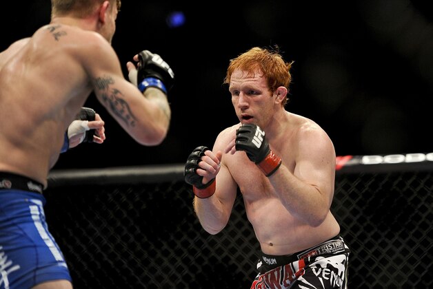 Apr 21, 2012; Atlanta, GA, USA; Mark Bocek (right) fights John Alessio in a lightweight bout during UFC 145 at Philips Arena. Mandatory Credit: Paul Abell-USA TODAY Sports Apr 21, 2012; Atlanta, GA, USA; Mark Bocek (right) fights John Alessio in a lightweight bout during UFC 145 at Philips Arena. Mandatory Credit: Paul Abell-USA TODAY Sports