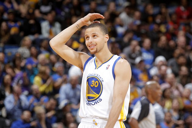 OAKLAND, CA - APRIL 4: Stephen Curry #30 of the Golden State Warriors in a game against the Sacramento Kings on April 4, 2014 at Oracle Arena in Oakland, California. NOTE TO USER: User expressly acknowledges and agrees that, by downloading and or using this photograph, user is consenting to the terms and conditions of Getty Images License Agreement. Mandatory Copyright Notice: Copyright 2014 NBAE (Photo by Rocky Widner/NBAE via Getty Images)