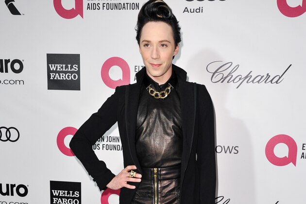 Johnny Weir arrives at 2014 Elton John Oscar Viewing and After Party Mar. 2, 2014 in West Hollywood, Calif. (Photo by Richard Shotwell/Invision/AP)