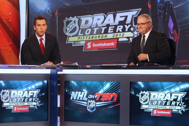 TORONTO, CANADA - APRIL 10: TSN host James Duthie (L) and analyst Bob McKenzie during the NHL Draft Lottery on April 10, 2012 at the TSN Studios in Toronto, Ontario, Canada. (Photo by Tom Szczerbowski/NHLI via Getty Images) TORONTO, CANADA - APRIL 10: TSN host James Duthie (L) and analyst Bob McKenzie during the NHL Draft Lottery on April 10, 2012 at the TSN Studios in Toronto, Ontario, Canada. (Photo by Tom Szczerbowski/NHLI via Getty Images)