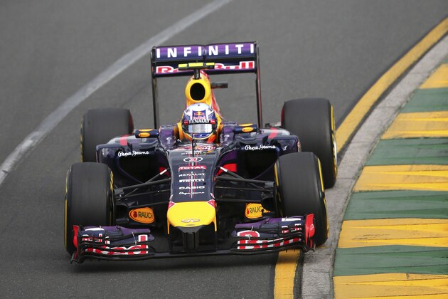 Red Bull driver Daniel Ricciardo of Australia controls his car on turn two during the Australian Formula One Grand Prix at Albert Park in Melbourne, Australia, Sunday, March 16, 2014. Mercedes driver Nico Rosberg comfortably won the race and Ricciardo finished second to become the first Australian to finish on the podium in his home race. (AP Photo/Rob Griffith)