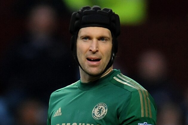 Chelsea's Petr Cech during the English Premier League soccer match between Aston Villa and Chelsea at Villa Park, Birmingham, England, Saturday, March 15, 2014.  (AP Photo/Rui Vieira)