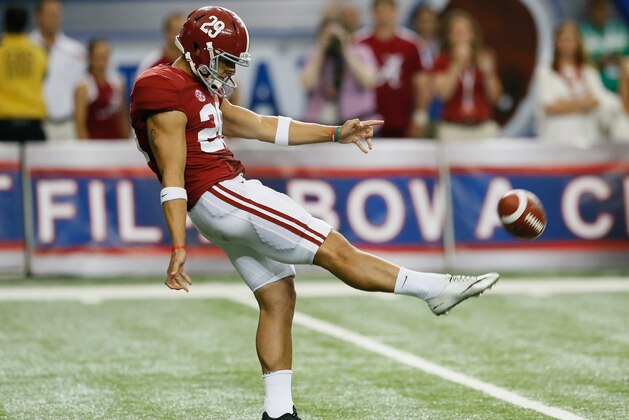ATLANTA, GA - AUGUST 31:  Cody Mandell #29 of the Alabama Crimson Tide against the Virginia Tech Hokies at Georgia Dome on August 31, 2013 in Atlanta, Georgia.  (Photo by Kevin C. Cox/Getty Images)