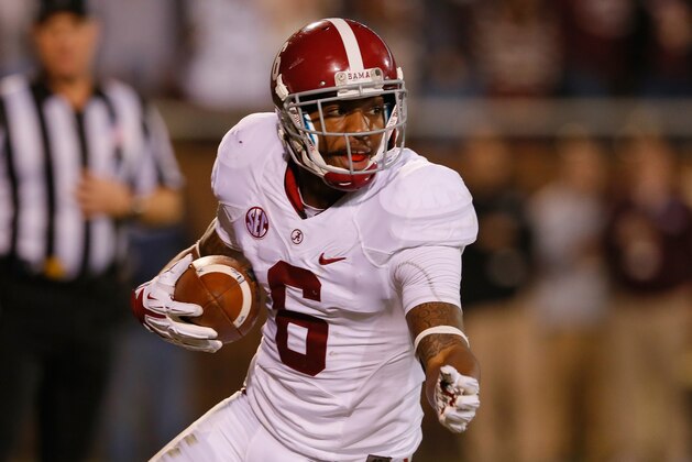 STARKVILLE, MS - NOVEMBER 16: Ha Ha Clinton-Dix #6 of the Alabama Crimson Tide intercepts a touchdown reception intended for Jameon Lewis #4 of the Mississippi State Bulldogs at Davis Wade Stadium on November 16, 2013 in Starkville, Mississippi. (Photo by Kevin C. Cox/Getty Images) STARKVILLE, MS - NOVEMBER 16: Ha Ha Clinton-Dix #6 of the Alabama Crimson Tide intercepts a touchdown reception intended for Jameon Lewis #4 of the Mississippi State Bulldogs at Davis Wade Stadium on November 16, 2013 in Starkville, Mississippi. (Photo by Kevin C. Cox/Getty Images)