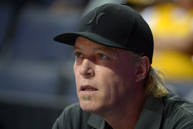 Oct 8, 2013; Ontario, CA, USA; Los Angeles Lakers executive vice president of player personnel Jim Buss attends the game against the Denver Nuggets at Citizens Business Bank Arena. The Lakers defeated the Nuggest 90-88. Mandatory Credit: Kirby Lee-USA TODAY Sports
