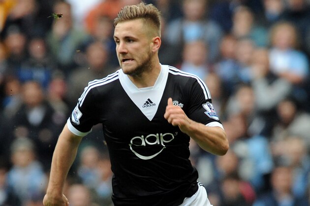 Southampton's Luke Shaw during the English Premier League soccer match between Manchester City and Southampton at The Etihad Stadium, Manchester, England, Saturday, April  5, 2014.  (AP Photo/Rui Vieira)