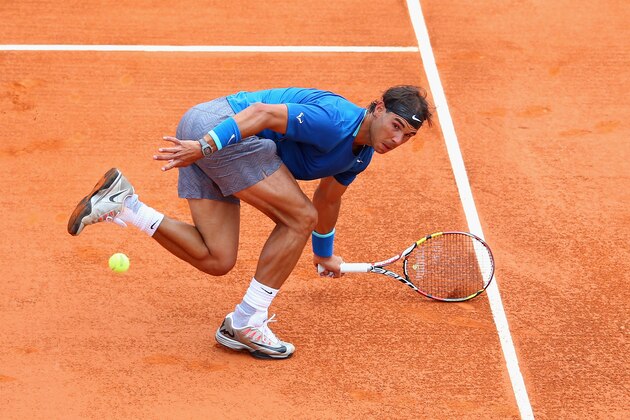 MONTE-CARLO, MONACO - APRIL 16:  Rafael Nadal of Spain in action against Teymuraz Gabashvili of Russia during day four of the ATP Monte Carlo Rolex Masters Tennis at Monte-Carlo Sporting Club on April 16, 2014 in Monte-Carlo, Monaco.  (Photo by Julian Finney/Getty Images)