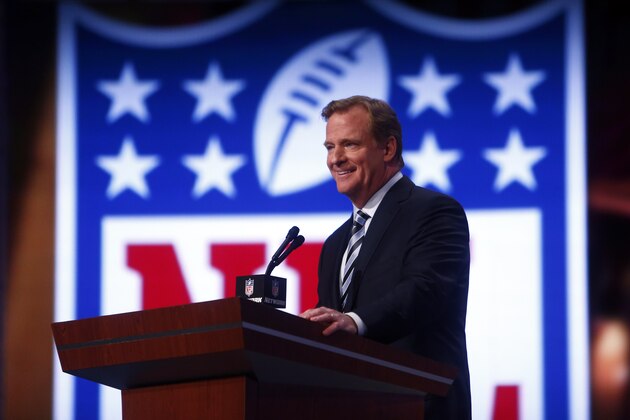 Apr 25, 2013; New York, NY, USA; NFL commissioner Roger Goodell speaks before the 2013 NFL Draft at Radio City Music Hall. Mandatory Credit: Jerry Lai-USA TODAY Sports