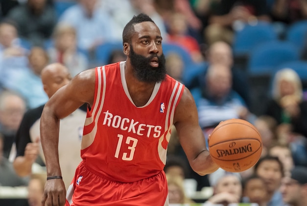 Apr 11, 2014; Minneapolis, MN, USA; Houston Rockets guard James Harden (13) dribbles at Target Center. The Minnesota Timberwolves win 112-110. Mandatory Credit: Brad Rempel-USA TODAY Sports