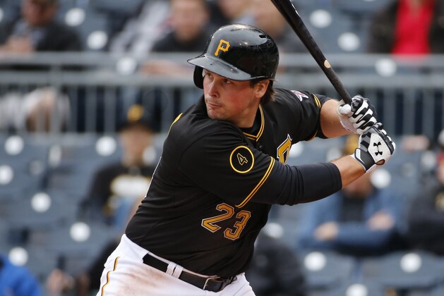 Pittsburgh Pirates' Travis Snider (23) bats during the sixth inning of a baseball game against the Chicago Cubs in Pittsburgh Thursday, April 3, 2014. The Cubs won 3-2.(AP Photo/Gene J. Puskar)