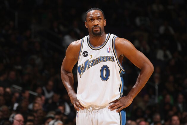 WASHINGTON - DECEMBER 10:  Gilbert Arenas #0 of the Washington Wizards stands on the court during the game against the Boston Celtics at the Verizon Center on December 10, 2009 in Washington, DC. The Celtics won 104-102. NOTE TO USER: User expressly acknowledges and agrees that, by downloading and or using this photograph, User is consenting to the terms and conditions of the Getty Images License Agreement. Mandatory Copyright Notice: Copyright 2009 NBAE (Photo by Ned Dishman/NBAE via Getty Images)