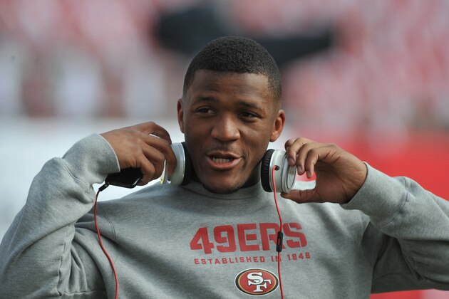 San Francisco 49ers running back LaMichael James (23) prepares for a preseason NFL football game against the Chiefs in Kansas City, Mo., Friday, Aug. 16, 2013. (AP Photo/Reed Hoffmann)